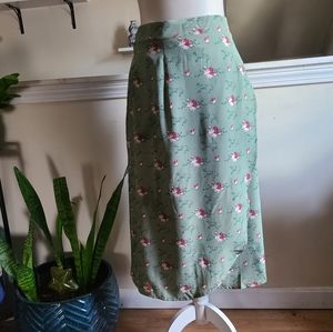 Shein Sage Green Floral Wrap Skirt Size 1XL